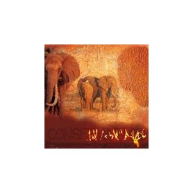 Picture framed in wooden frame: Elefant