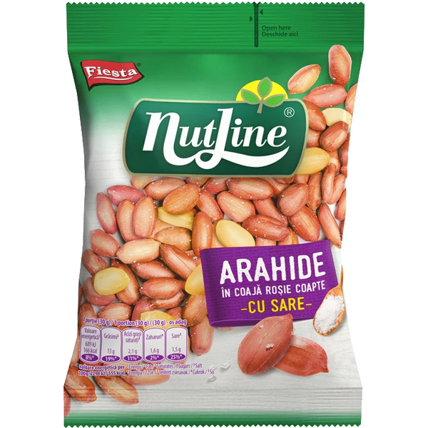 Nut Line - Arahide în coajă roșie coapte - cu sare