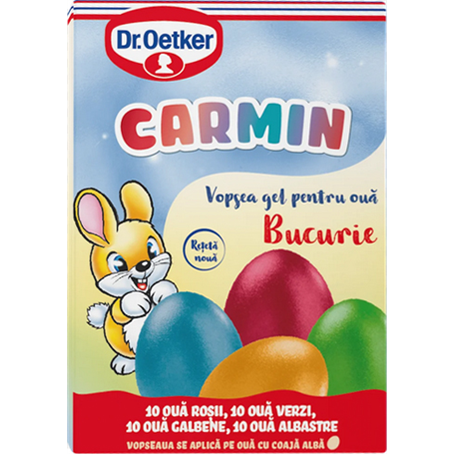 Dr. Oetker - Carmin - Vopsea gel 4 culori pentru 40 ouă "Bucurie"